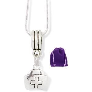 Nurse Hat Medical Cross on it Charm Snake Chain Necklace